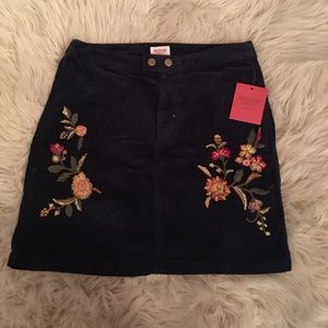 Navy blue velvet skirt